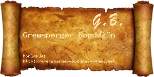 Gremsperger Bogdán névjegykártya